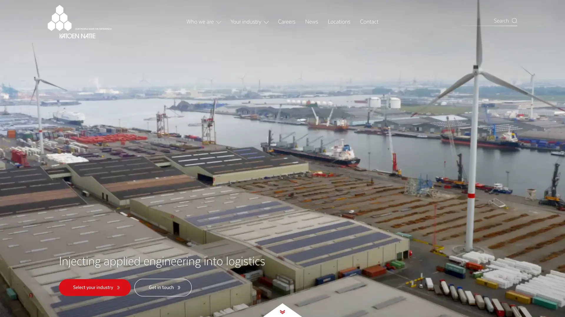 The Katoen Natie group site in 2018: the port from above, the group navigation